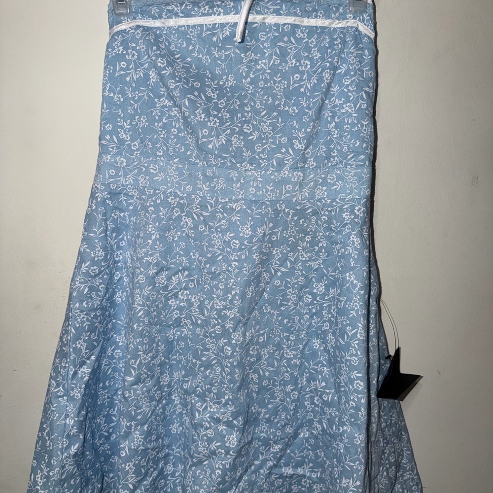 Lulus Floral Blue Strapless Dress